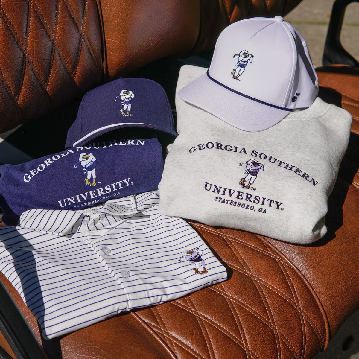 Georgia Southern Golfing Strutter Crewneck - Heather Gray