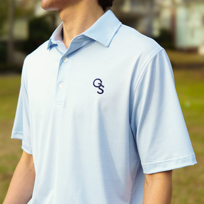 Georgia Southern Thin Stripe Polo - Light Blue