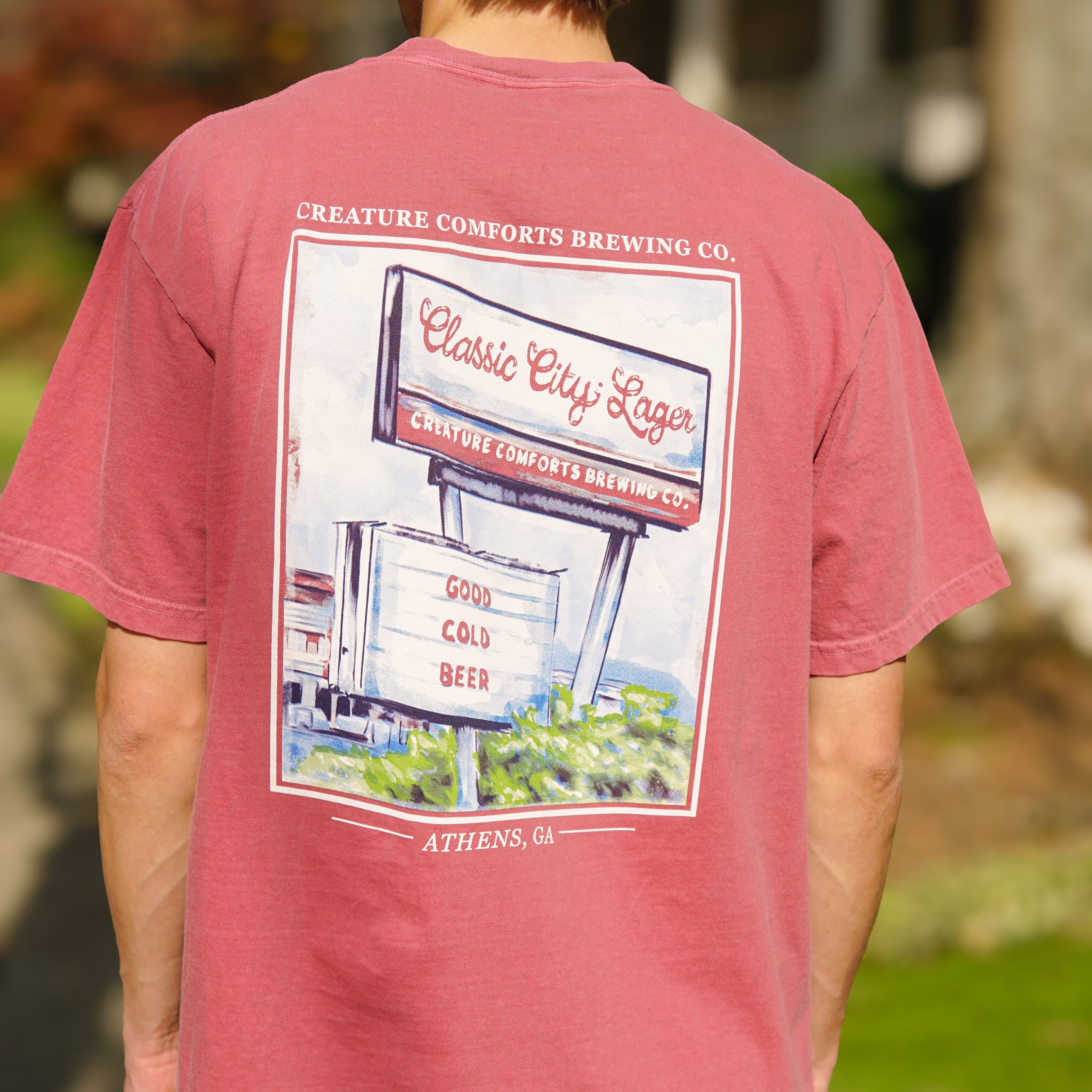 Creature Comforts Marquee Tee - Red – Georgia Golf Company
