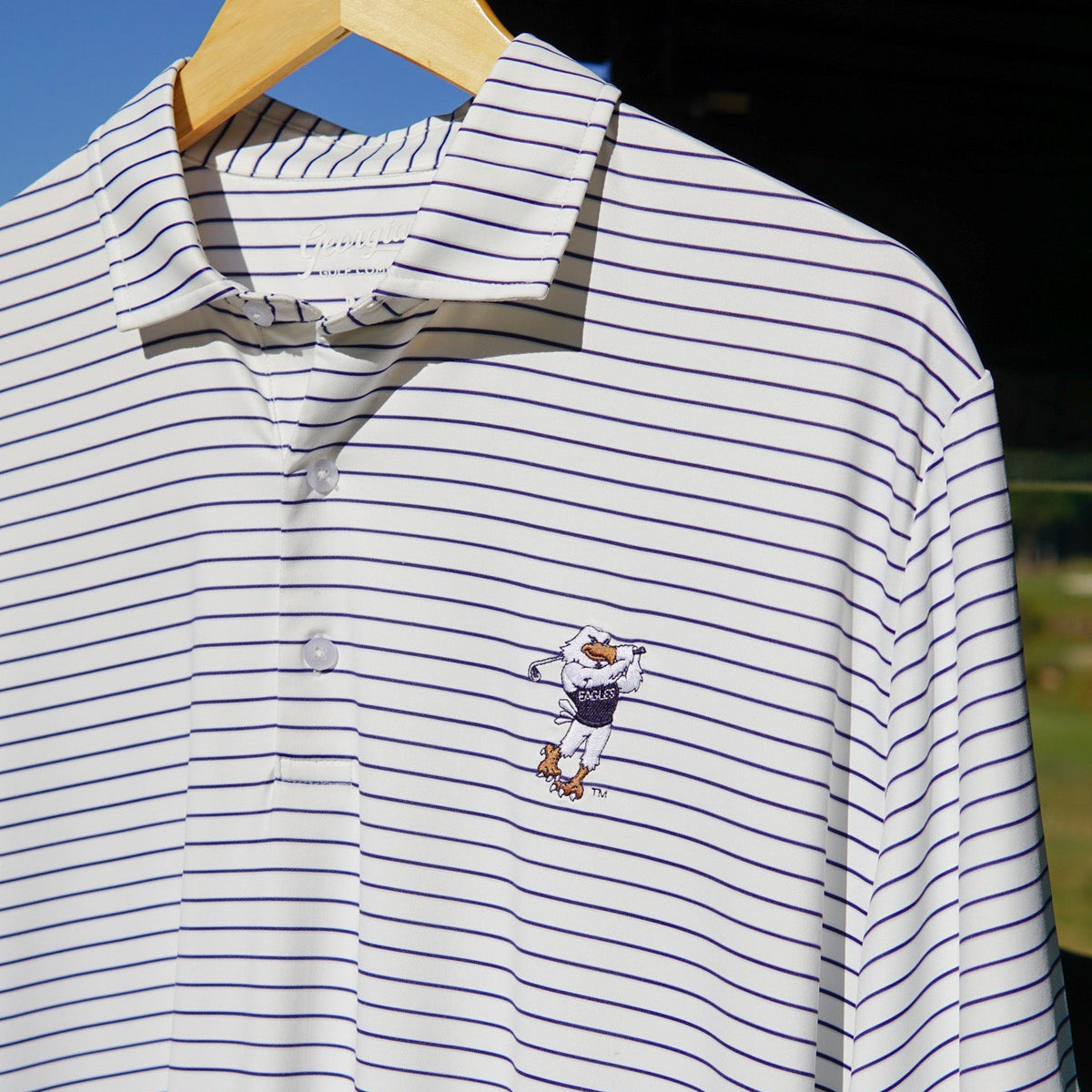 Georgia Southern Golfing Strutter Stripe Polo - White