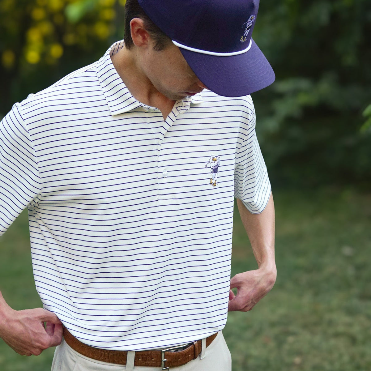 Georgia Southern Golfing Strutter Stripe Polo - White