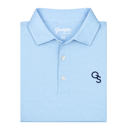 Georgia Southern Thin Stripe Polo - Light Blue